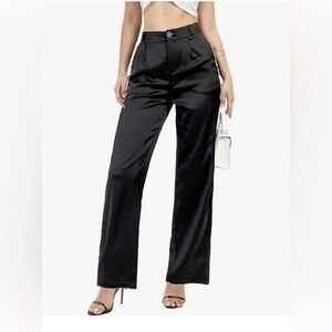 Gap Women's Wide Leg Wedding Party Satin Casual Dress Night Pants Long Trouser 4